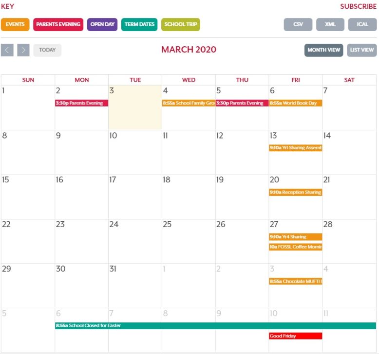 School Calendar & Communication